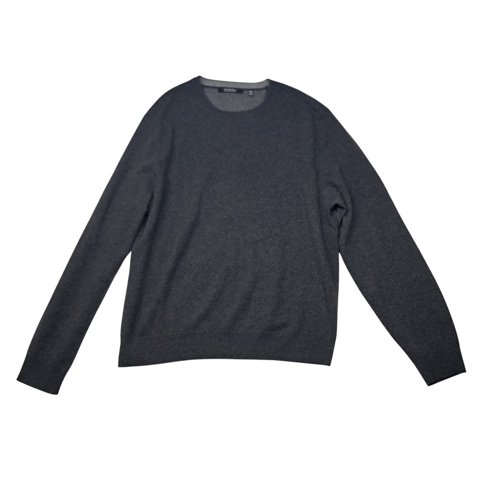 Saks Fifth Avenue‎ Sweater Mens XL Grey 100% Cashmere Crewneck Long Sleeve Solid